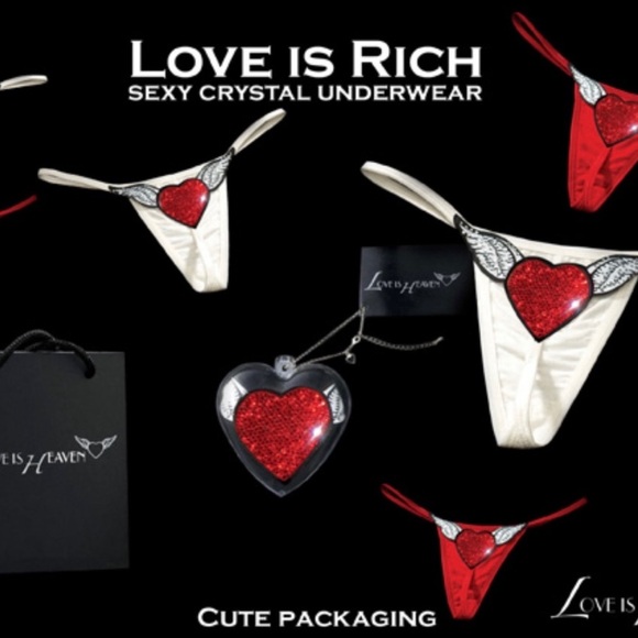 SWAROVSKI GEM SEXY HEART LINGERIE - RED - Picture 4 of 5